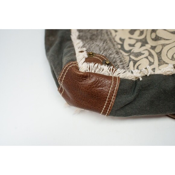 Myra Bag Leaf print Boho Gray Faux Leather & Fur accents S-115 - Picture 5 of 11